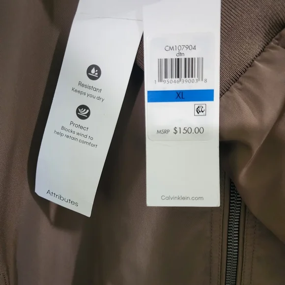 ❗️NWT❗️Men's Calvin Klein Zip Front Bomber Jacket Dark Tan Size XL